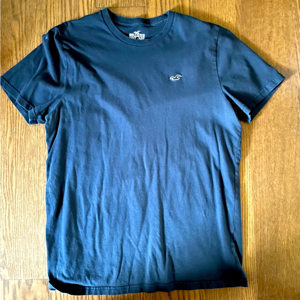 Men’s Hollister Small Embroidered Logo Crew Neck T-Shirt Size Large Color Blue
